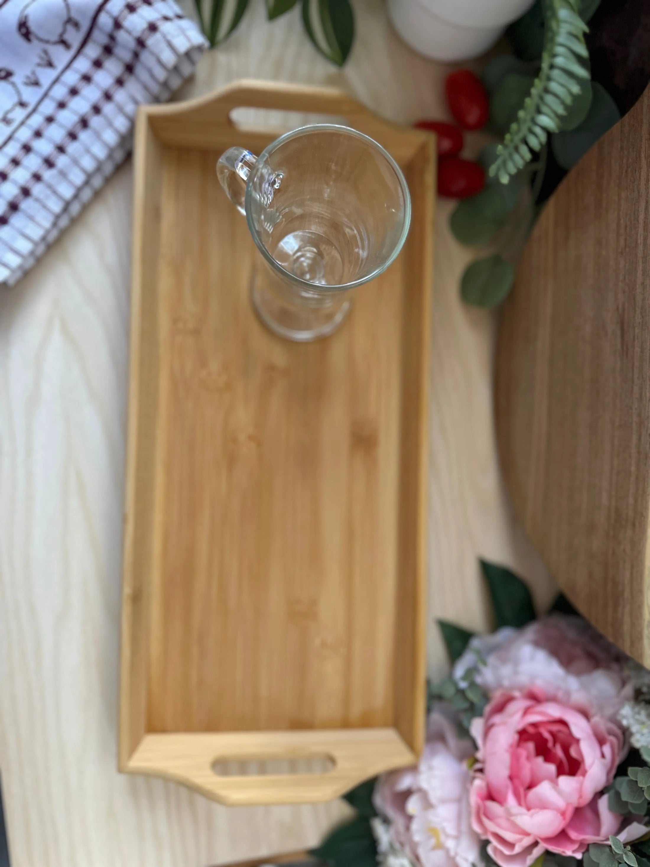 Personalised Bamboo Serving Tray – Custom Laser Engraved Wooden Breakfast or Drinks Tray with Handles Krevana Personalised Bamboo Serving Tray – Custom Laser Engraved Wooden Breakfast or Drinks Tray with Handles