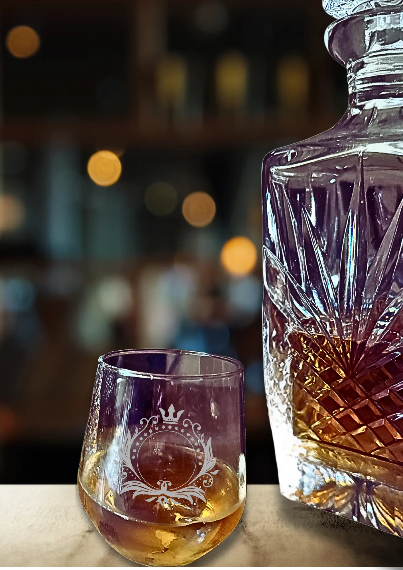 Personalised Squared Bowl Whiskey Glass Krevana Personalised Squared Bowl Whiskey Glass