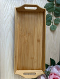 Load image into Gallery viewer, Personalised Bamboo Serving Tray – Custom Laser Engraved Wooden Breakfast or Drinks Tray with Handles Krevana Personalised Bamboo Serving Tray – Custom Laser Engraved Wooden Breakfast or Drinks Tray with Handles