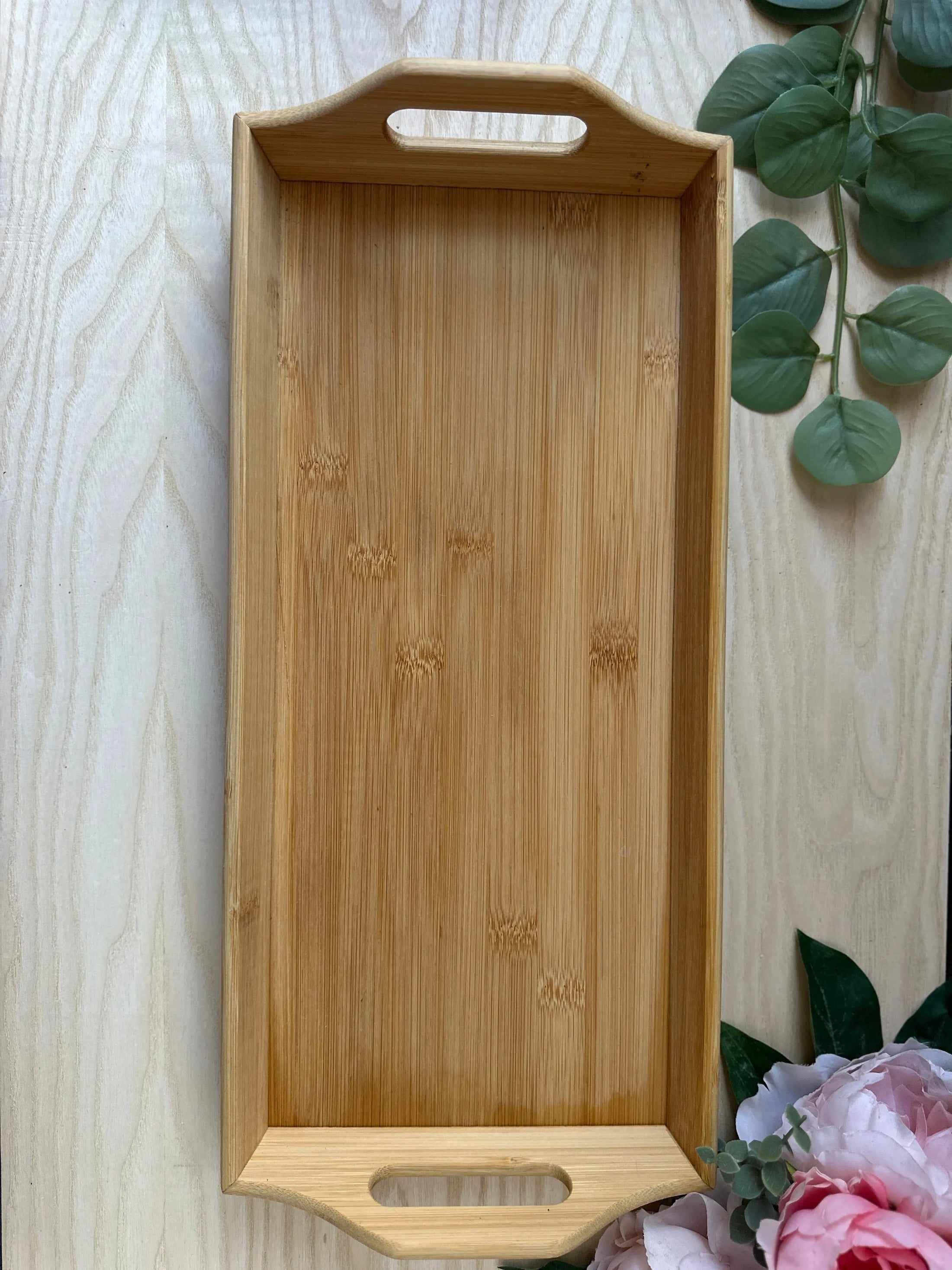 Personalised Bamboo Serving Tray – Custom Laser Engraved Wooden Breakfast or Drinks Tray with Handles Krevana Personalised Bamboo Serving Tray – Custom Laser Engraved Wooden Breakfast or Drinks Tray with Handles