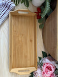 Load image into Gallery viewer, Personalised Bamboo Serving Tray – Custom Laser Engraved Wooden Breakfast or Drinks Tray with Handles Krevana Personalised Bamboo Serving Tray – Custom Laser Engraved Wooden Breakfast or Drinks Tray with Handles
