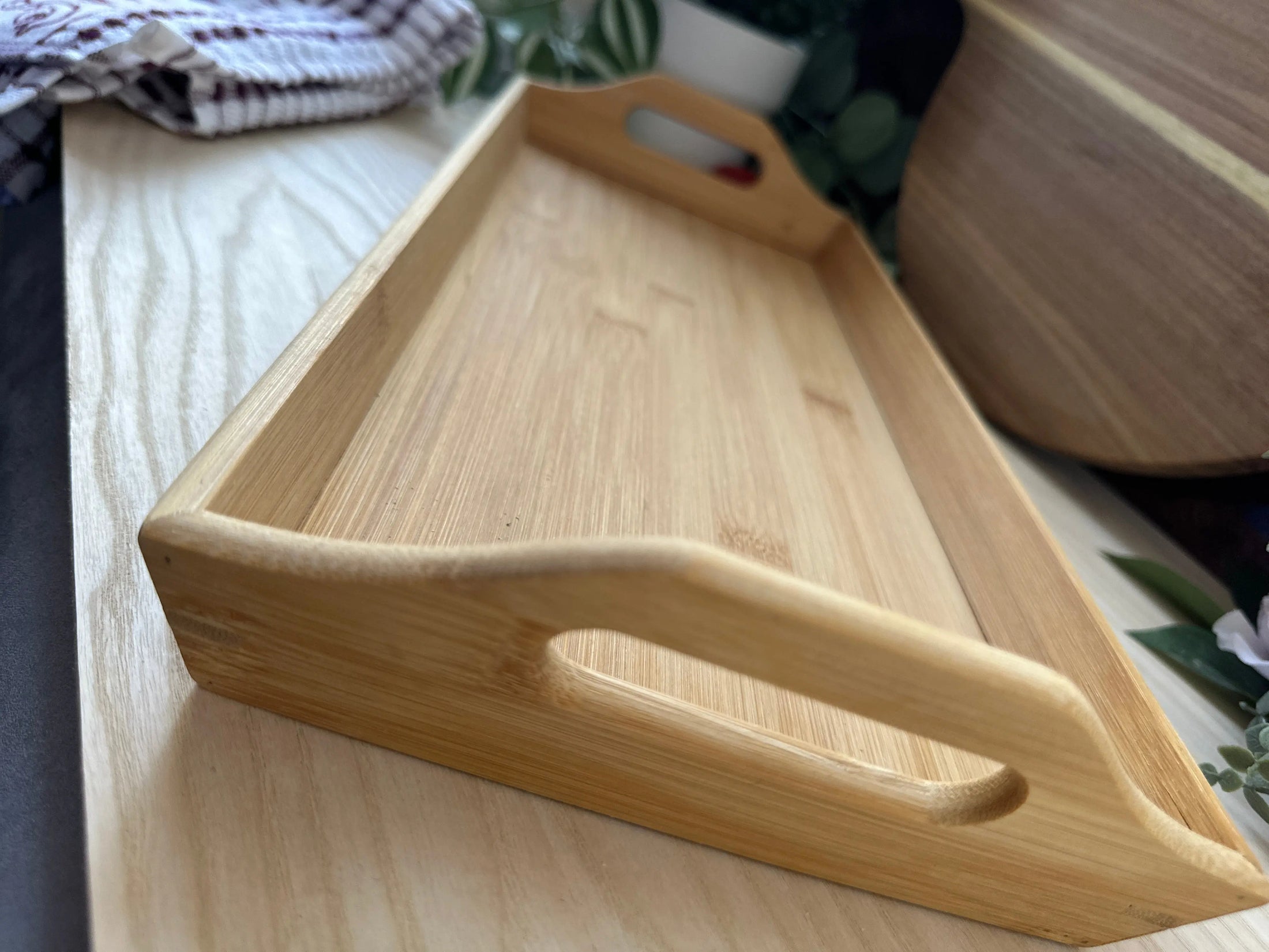 Personalised Bamboo Serving Tray – Custom Laser Engraved Wooden Breakfast or Drinks Tray with Handles Krevana Personalised Bamboo Serving Tray – Custom Laser Engraved Wooden Breakfast or Drinks Tray with Handles