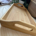 Load image into Gallery viewer, Personalised Bamboo Serving Tray – Custom Laser Engraved Wooden Breakfast or Drinks Tray with Handles Krevana Personalised Bamboo Serving Tray – Custom Laser Engraved Wooden Breakfast or Drinks Tray with Handles