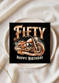 Load image into Gallery viewer, 50th Birthday Motorbike Greeting Card – 15x15 cm Cardstock | Biker-Themed Milestone Card (Copy) Krevana 50th Birthday Motorbike Greeting Card – 15x15 cm Cardstock | Biker-Themed Milestone Card (Copy)