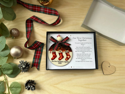 Personalised Ornament – Our First Christmas Together | Gift Box & Card | Add 1–6 Names or Custom Design Krevana Personalised Ornament – Our First Christmas Together | Gift Box & Card | Add 1–6 Names or Custom Design