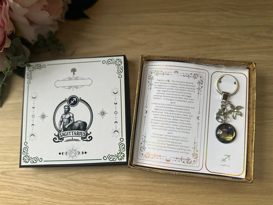 Personalised Zodiac Keychain Gift Set – Stainless Steel Key Ring with Gold Glass Pendant & Zodiac Card | Perfect Gift for Christmas, Birthday or Any Occasion Krevana Personalised Zodiac Keychain Gift Set – Stainless Steel Key Ring with Gold Glass Pendant & Zodiac Card | Perfect Gift for Christmas, Birthday or Any Occasion