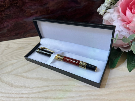 Personalised Luxury Heavyweight rollerball Pen – Black or Rosewood colour, Gold Detailing, Engraved Gift, Refillable Black & Blue Ink Krevana Personalised Luxury Heavyweight rollerball Pen – Black or Rosewood colour, Gold Detailing, Engraved Gift, Refillable Black & Blue Ink