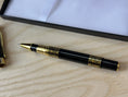 Load image into Gallery viewer, Personalised Luxury Heavyweight rollerball Pen – Black or Rosewood colour, Gold Detailing, Engraved Gift, Refillable Black & Blue Ink Krevana Personalised Luxury Heavyweight rollerball Pen – Black or Rosewood colour, Gold Detailing, Engraved Gift, Refillable Black & Blue Ink