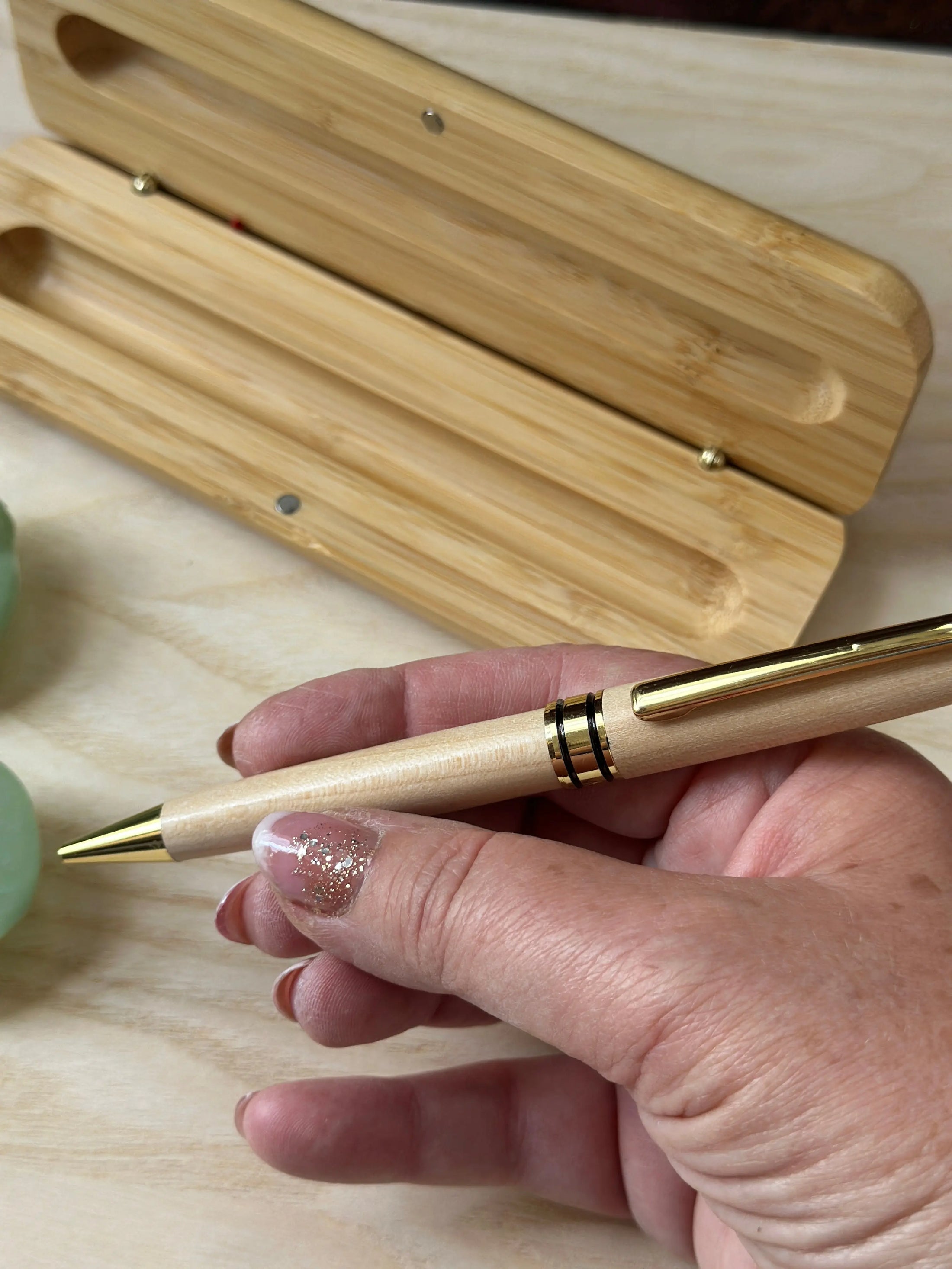 Personalized Maple Wood Ballpoint Pen – Custom Engraved Light Wooden Pen with Gold Accents & Optional Gift Case Krevana Personalized Maple Wood Ballpoint Pen – Custom Engraved Light Wooden Pen with Gold Accents & Optional Gift Case