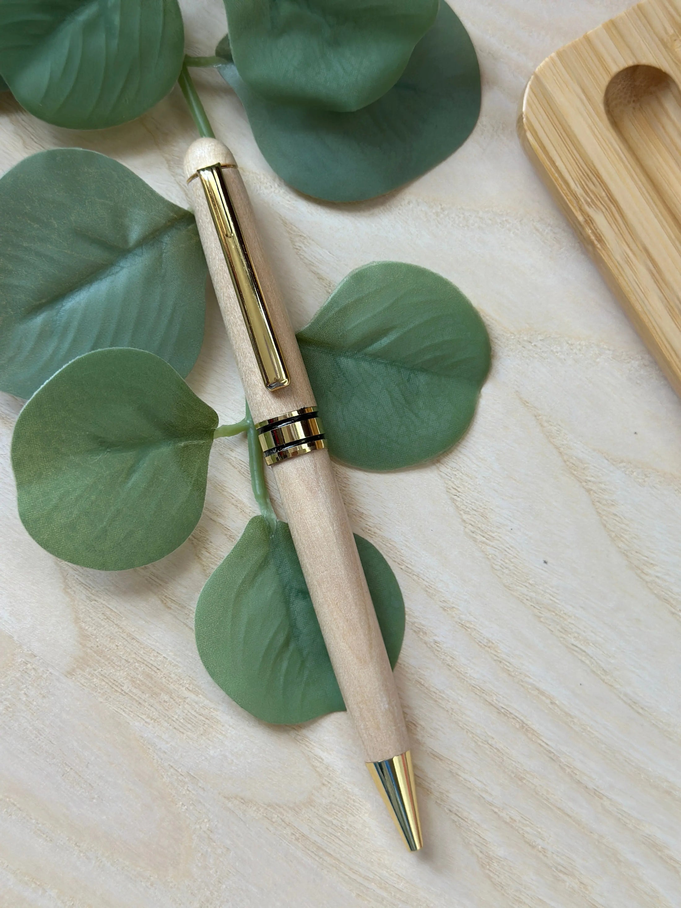 Personalized Maple Wood Ballpoint Pen – Custom Engraved Light Wooden Pen with Gold Accents & Optional Gift Case Krevana Personalized Maple Wood Ballpoint Pen – Custom Engraved Light Wooden Pen with Gold Accents & Optional Gift Case