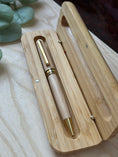 Load image into Gallery viewer, Personalized Maple Wood Ballpoint Pen – Custom Engraved Light Wooden Pen with Gold Accents & Optional Gift Case Krevana Personalized Maple Wood Ballpoint Pen – Custom Engraved Light Wooden Pen with Gold Accents & Optional Gift Case