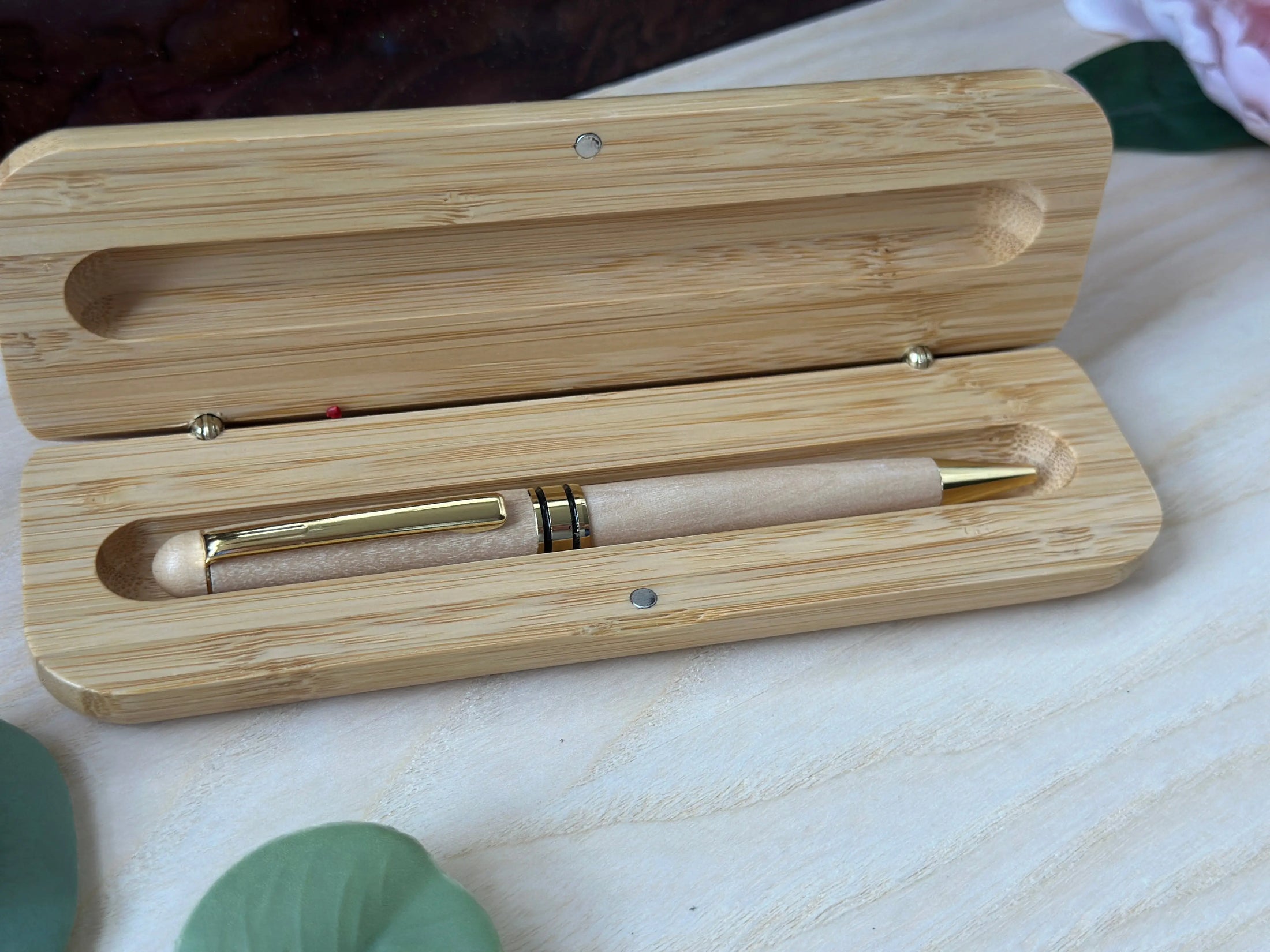 Personalized Maple Wood Ballpoint Pen – Custom Engraved Light Wooden Pen with Gold Accents & Optional Gift Case Krevana Personalized Maple Wood Ballpoint Pen – Custom Engraved Light Wooden Pen with Gold Accents & Optional Gift Case