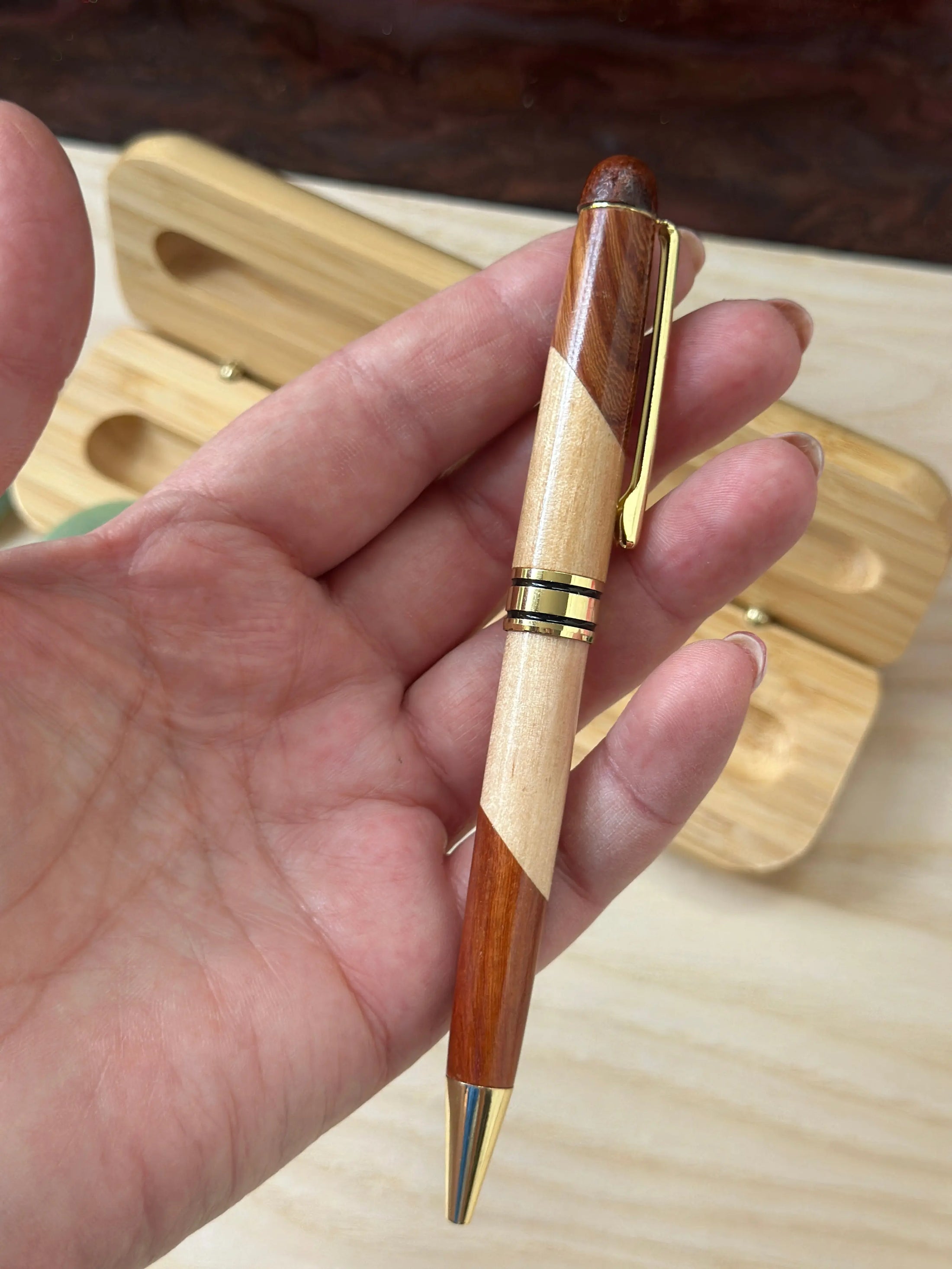 Personalized Two-Tone Wooden Pen – Custom Engraved Signature Pen (with Lid) or Ballpoint Pen, Gift with Optional Bamboo Case Krevana Personalized Two-Tone Wooden Pen – Custom Engraved Signature Pen (with Lid) or Ballpoint Pen, Gift with Optional Bamboo Case