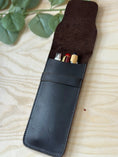 Load image into Gallery viewer, Personalised Genuine Leather Pen Holder & Pencil Case – Custom Engraved Classic Brown Sleeve for Fountain, Ballpoint & Signature Pens, Perfect Gift for Students & Professionals Krevana Personalised Genuine Leather Pen Holder & Pencil Case – Custom Engraved Classic Brown Sleeve for Fountain, Ballpoint & Signature Pens, Perfect Gift for Students & Professionals