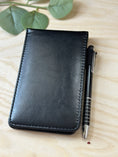 Load image into Gallery viewer, Personalised PU Leather A7 Notepad Holder – Custom Laser Engraved Pocket Notebook with Pen, Durable & Elegant Gift (Brown or Black) Krevana Personalised PU Leather A7 Notepad Holder – Custom Laser Engraved Pocket Notebook with Pen, Durable & Elegant Gift (Brown or Black)
