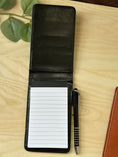 Load image into Gallery viewer, Personalised PU Leather A7 Notepad Holder – Custom Laser Engraved Pocket Notebook with Pen, Durable & Elegant Gift (Brown or Black) Krevana Personalised PU Leather A7 Notepad Holder – Custom Laser Engraved Pocket Notebook with Pen, Durable & Elegant Gift (Brown or Black)