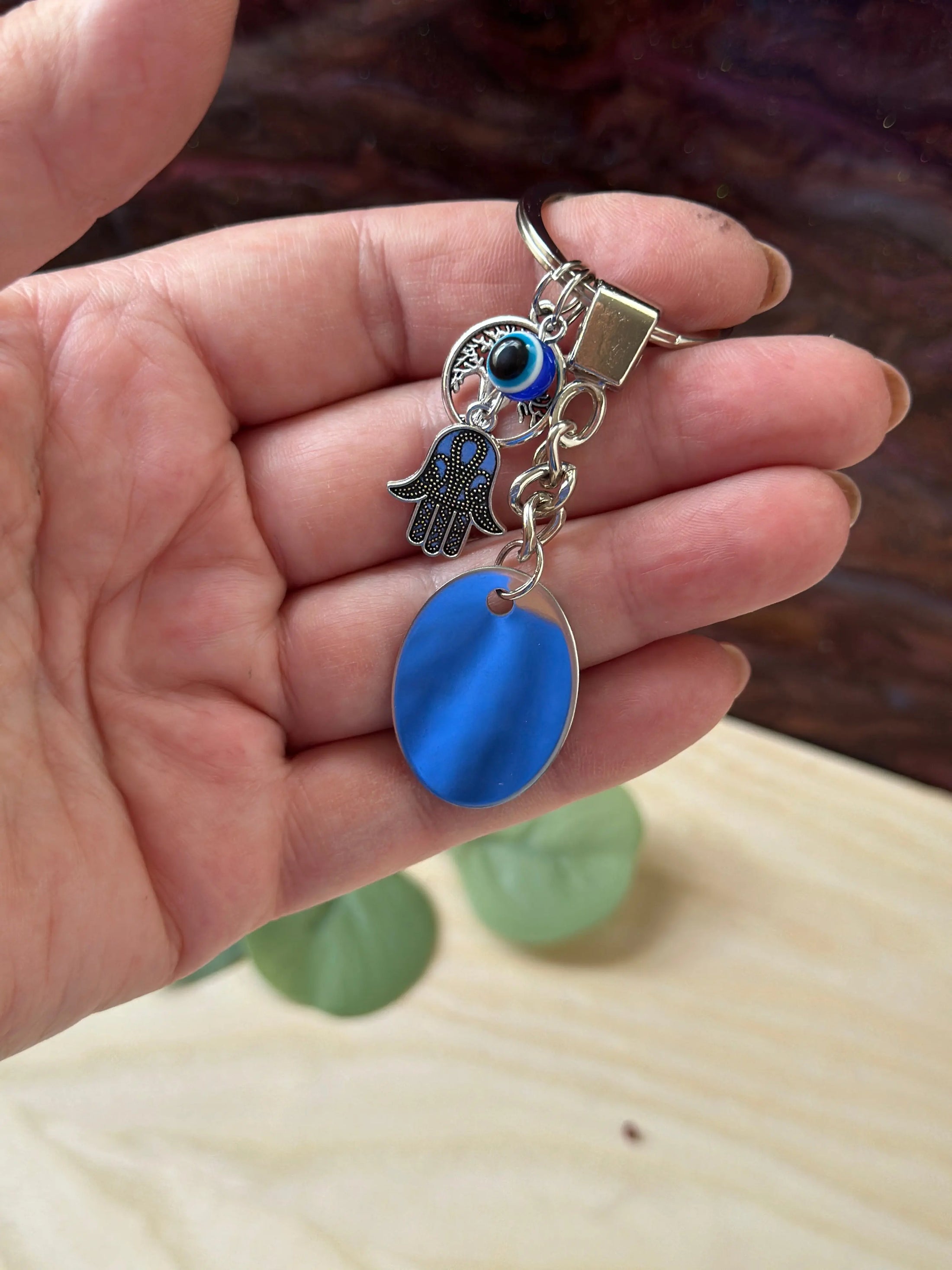 Personalised Stainless Steel Keychain – Custom Engraved Keyring with Hamsa Hand & Tree of Life Charms, Zodiac or New Home Gift Krevana Personalised Stainless Steel Keychain – Custom Engraved Keyring with Hamsa Hand & Tree of Life Charms, Zodiac or New Home Gift