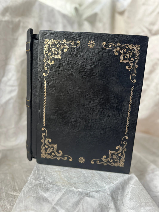 Personalised Black Book Box – Custom Laser Engraved PU Leather Storage Box with Velvet or Silk Interior, Vintage Paper Edges Krevana Personalised Black Book Box – Custom Laser Engraved PU Leather Storage Box with Velvet or Silk Interior, Vintage Paper Edges