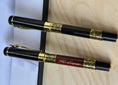 Load image into Gallery viewer, Personalised Luxury Heavyweight rollerball Pen – Black or Rosewood colour, Gold Detailing, Engraved Gift, Refillable Black & Blue Ink Krevana Personalised Luxury Heavyweight rollerball Pen – Black or Rosewood colour, Gold Detailing, Engraved Gift, Refillable Black & Blue Ink