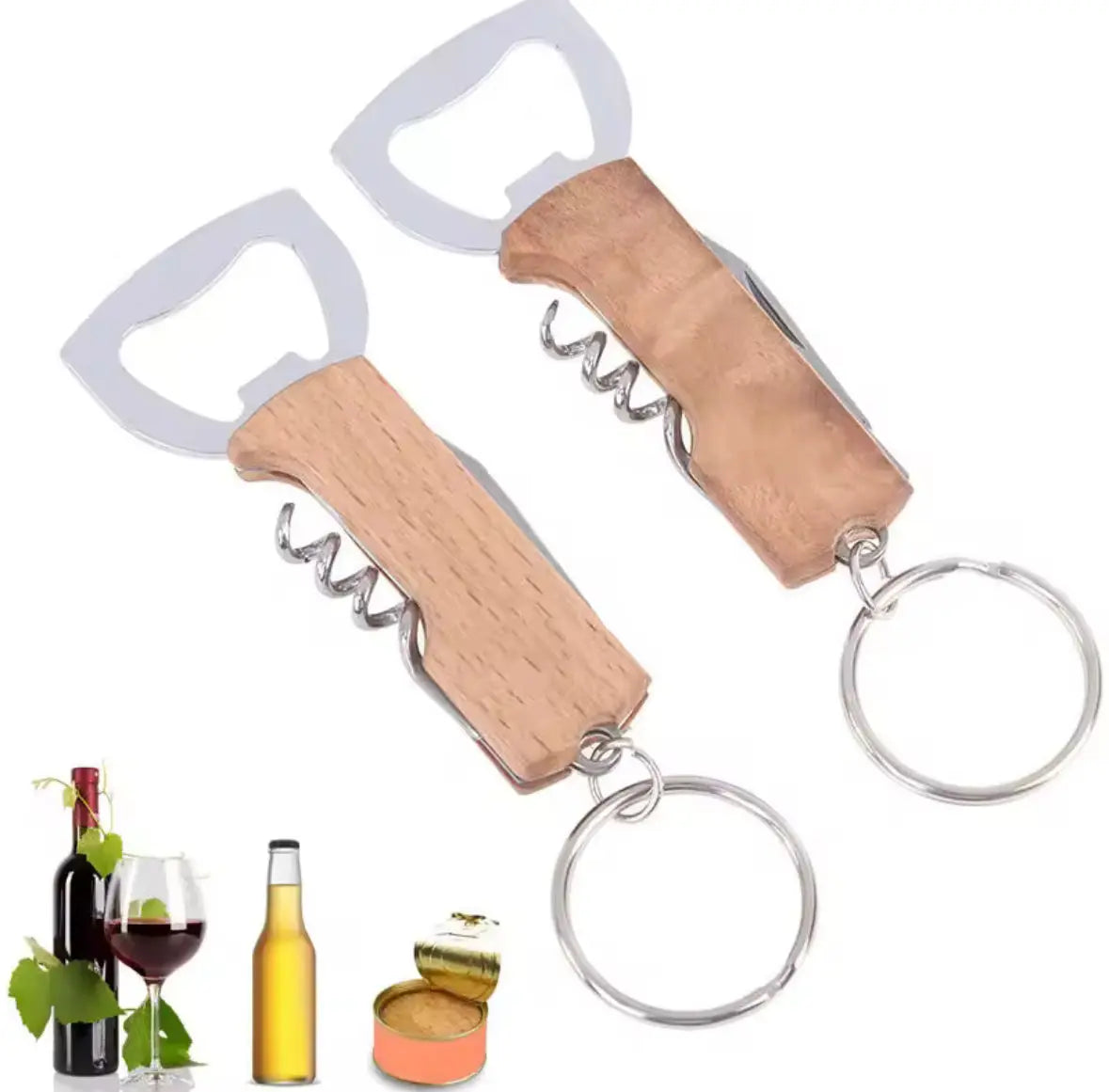 Wooden Bottle opener Keyring 3 in 1 with Corkscrew Wine Bottle Opener My Store Wooden Bottle opener Keyring 3 in 1 with Corkscrew Wine Bottle Opener