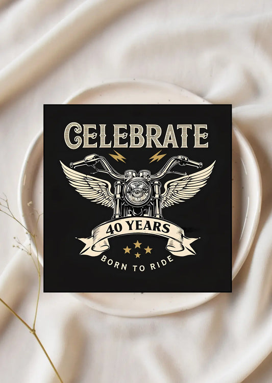 40th Birthday Motorbike Greeting Card – 15x15 cm Cardstock | Biker-Themed Milestone Card Krevana 40th Birthday Motorbike Greeting Card – 15x15 cm Cardstock | Biker-Themed Milestone Card