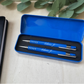 Load image into Gallery viewer, Personalised Pen and Pencil Set with Engraved Metal Case