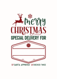 Load image into Gallery viewer, Reindeer Express Christmas Label or Card – From Santa Claus | 4-Pack Personalised North Pole Parcel Stickers (10x15 cm) Krevana Reindeer Express Christmas Label or Card – From Santa Claus | 4-Pack Personalised North Pole Parcel Stickers (10x15 cm)