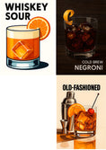 Load image into Gallery viewer, Whiskey Cocktail Recipe Cards on Ring – 7x9cm Laminated – Set of 3 Whiskey Drinks – Bar Gift Idea Krevana Whiskey Cocktail Recipe Cards on Ring – 7x9cm Laminated – Set of 3 Whiskey Drinks – Bar Gift Idea