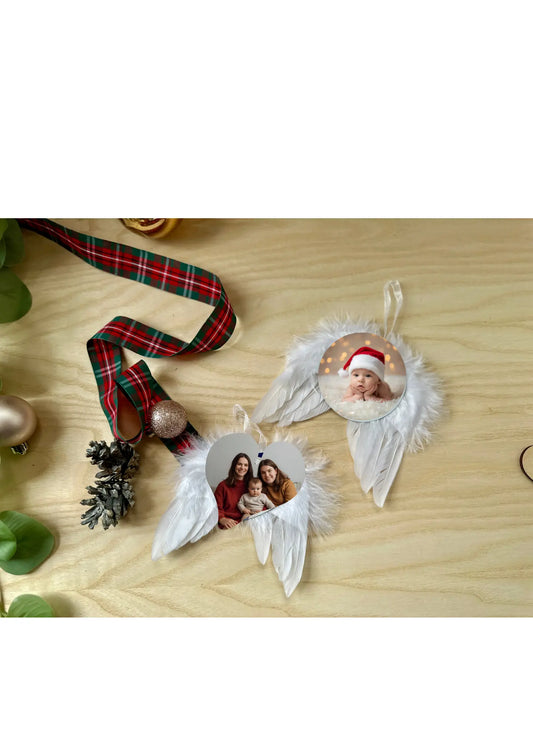 Personalised Angel Wings Photo Ornament | Real Feather Memorial Keepsake | Add Photo or Text | Gift Box & Message Card Krevana Personalised Angel Wings Photo Ornament | Real Feather Memorial Keepsake | Add Photo or Text | Gift Box & Message Card