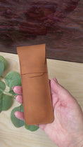 Load and play video in Gallery viewer, Personalized PU Leather Pen Case – Custom Engraved Brown Pen Holder Sleeve for Ballpoint, Fountain & Signature Pens