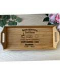Load image into Gallery viewer, Personalised Bamboo Serving Tray – Custom Laser Engraved Wooden Breakfast or Drinks Tray with Handles Krevana Personalised Bamboo Serving Tray – Custom Laser Engraved Wooden Breakfast or Drinks Tray with Handles
