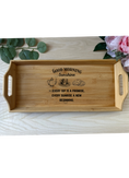 Load image into Gallery viewer, Personalised Bamboo Serving Tray – Custom Laser Engraved Wooden Breakfast or Drinks Tray with Handles Krevana Personalised Bamboo Serving Tray – Custom Laser Engraved Wooden Breakfast or Drinks Tray with Handles