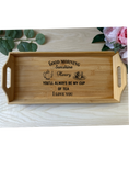 Load image into Gallery viewer, Personalised Bamboo Serving Tray – Custom Laser Engraved Wooden Breakfast or Drinks Tray with Handles Krevana Personalised Bamboo Serving Tray – Custom Laser Engraved Wooden Breakfast or Drinks Tray with Handles