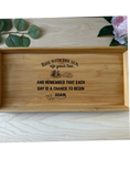 Load image into Gallery viewer, Personalised Bamboo Serving Tray – Custom Laser Engraved Wooden Breakfast or Drinks Tray with Handles Krevana Personalised Bamboo Serving Tray – Custom Laser Engraved Wooden Breakfast or Drinks Tray with Handles