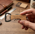Load image into Gallery viewer, Personalised Bottle Opener Keyring – Engraved Wood Gift for Him