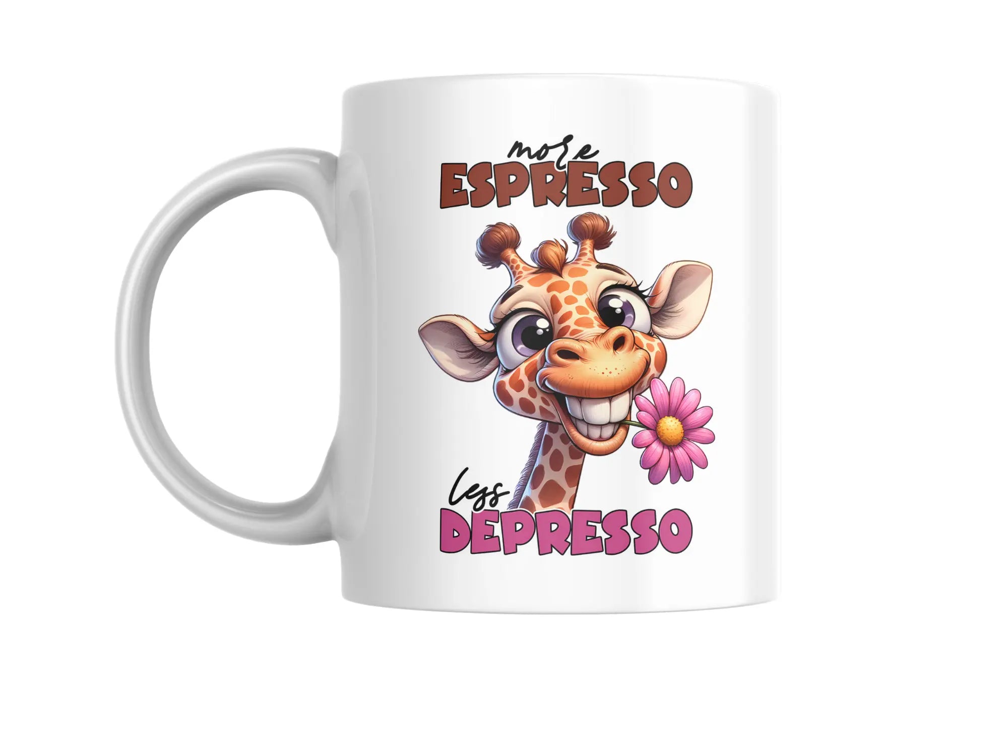 Funny Coffee Mug – “More Espresso, Less Depresso” | Cute Giraffe Design | Gift for Coffee Lovers (11oz / 15oz) Krevana Funny Coffee Mug – “More Espresso, Less Depresso” | Cute Giraffe Design | Gift for Coffee Lovers (11oz / 15oz)