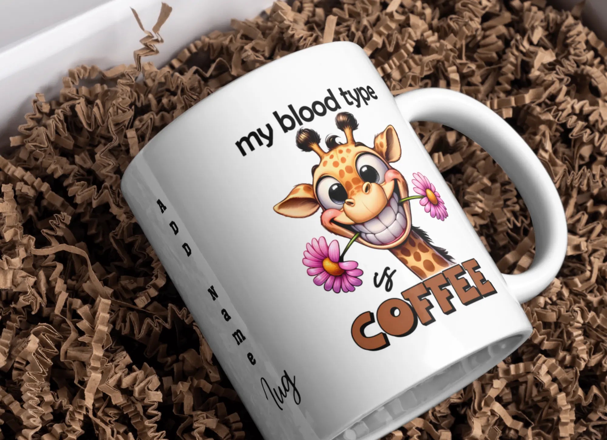 Funny Coffee Mug – “My Blood Type Is Coffee” | Cute Giraffe Design | Gift for Coffee Lovers Krevana Funny Coffee Mug – “My Blood Type Is Coffee” | Cute Giraffe Design | Gift for Coffee Lovers
