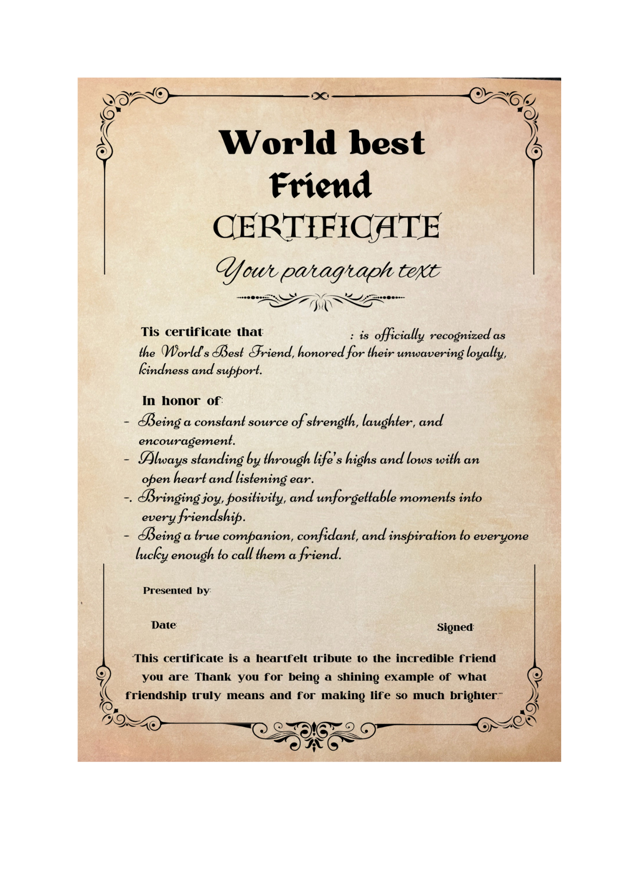 World Best Certificate, Mother's Day gift, Birthday Gift, Father Day Gift, Funny Certificate,