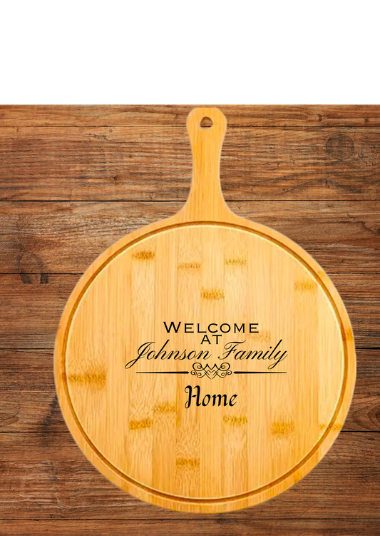 Customizable Bamboo Pizza Tray with Handle