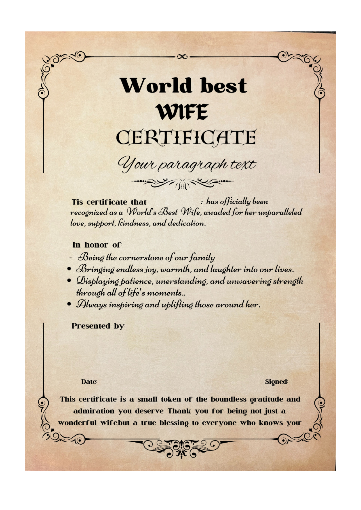 World Best Certificate, Mother's Day gift, Birthday Gift, Father Day Gift, Funny Certificate,