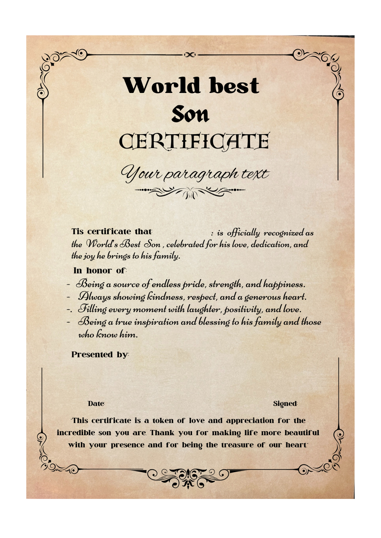 World Best Certificate, Mother's Day gift, Birthday Gift, Father Day Gift, Funny Certificate,