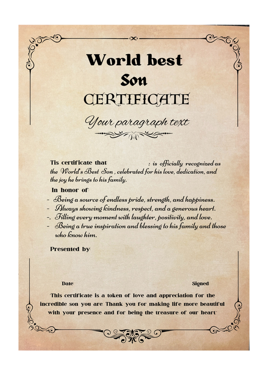 World Best Certificate, Mother's Day gift, Birthday Gift, Father Day Gift, Funny Certificate,