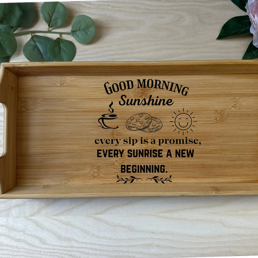 Personalised Bamboo Serving Tray – Custom Laser Engraved Wooden Breakfast or Drinks Tray with Handles Krevana Personalised Bamboo Serving Tray – Custom Laser Engraved Wooden Breakfast or Drinks Tray with Handles