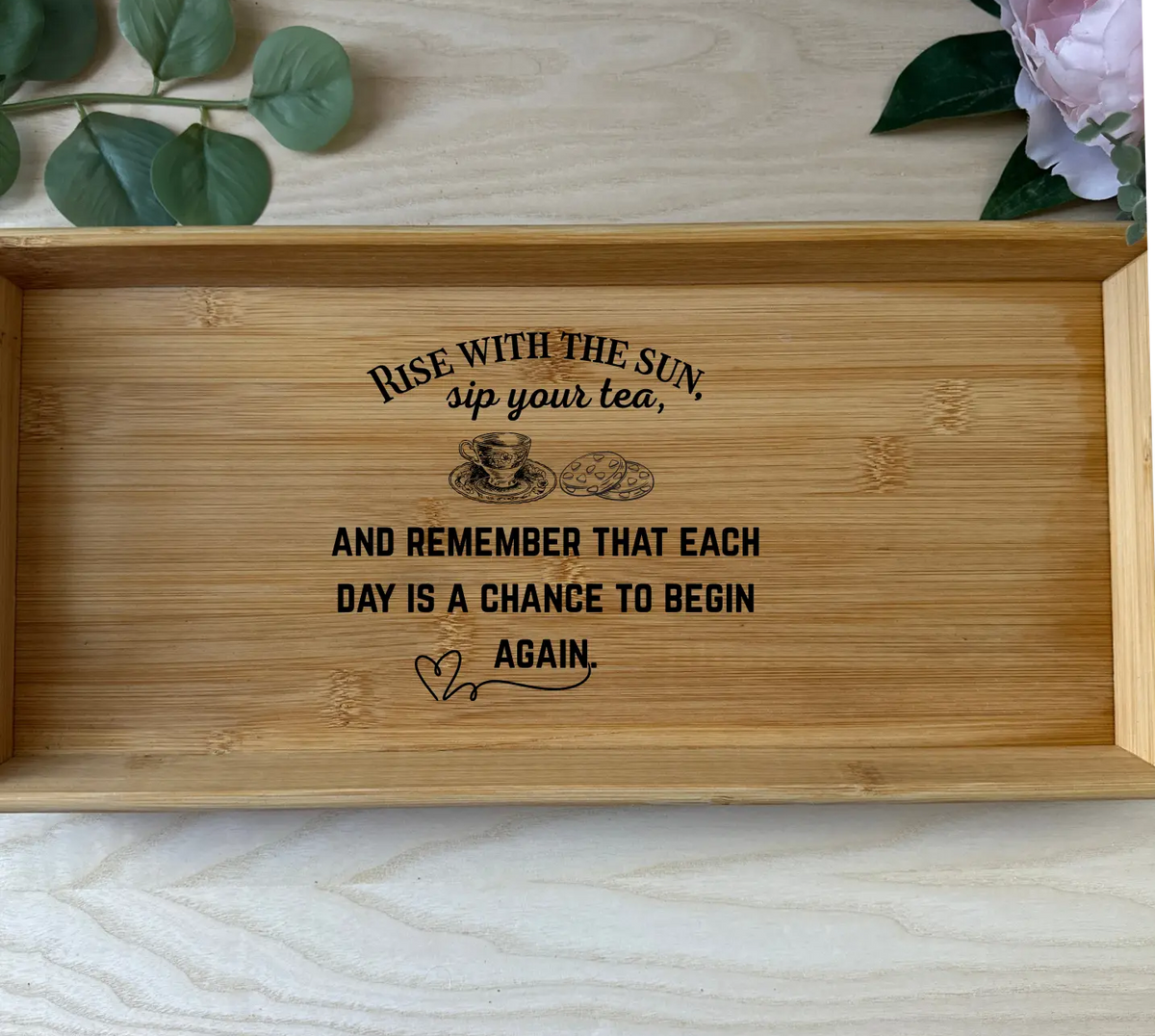 Personalised Bamboo Serving Tray – Custom Laser Engraved Wooden Breakfast or Drinks Tray with Handles Krevana Personalised Bamboo Serving Tray – Custom Laser Engraved Wooden Breakfast or Drinks Tray with Handles
