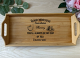Load image into Gallery viewer, Personalised Bamboo Serving Tray – Custom Laser Engraved Wooden Breakfast or Drinks Tray with Handles Krevana Personalised Bamboo Serving Tray – Custom Laser Engraved Wooden Breakfast or Drinks Tray with Handles
