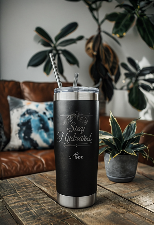 Personalised Laser Engraved 20oz Portable Tumbler, Travel Mug, Mother's Day Gift, Gift for Her, Gift for Him