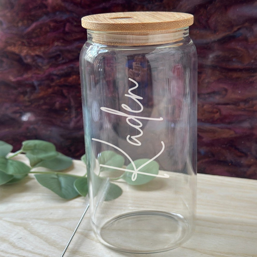 Personalised Glass Jar with Bamboo Lid