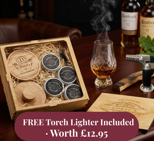 Personalized Whiskey Smoker Kit in Engraved Wooden Box | Custom Smoking Lid