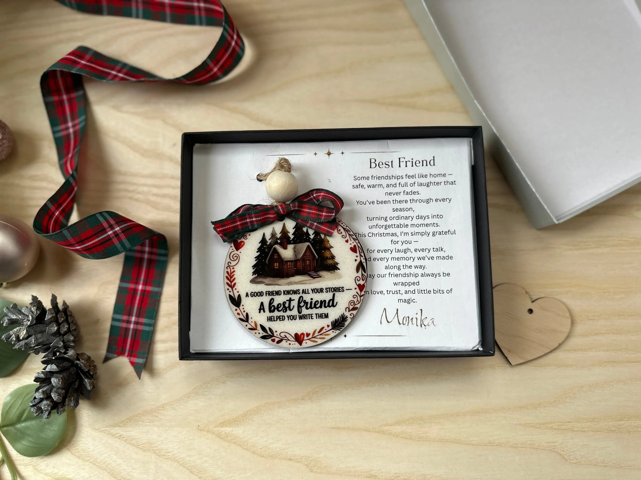 Personalised Christmas Ornament – Best Friend Gift with Card & Gift Box | Add Name or Custom Design Krevana Personalised Christmas Ornament – Best Friend Gift with Card & Gift Box | Add Name or Custom Design