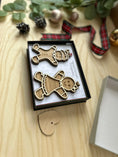Load image into Gallery viewer, Personalised Gingerbread Ornament | Wooden Christmas Decoration | Add Name – Single, Couple, or Family Set | Gift Box & Message Card Krevana Personalised Gingerbread Ornament | Wooden Christmas Decoration | Add Name – Single, Couple, or Family Set | Gift Box & Message Card
